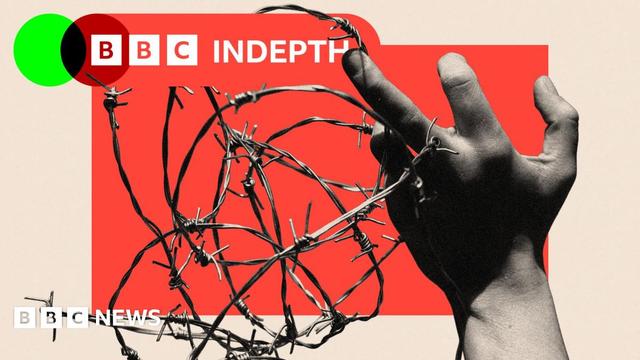 A hand holding barbed wire