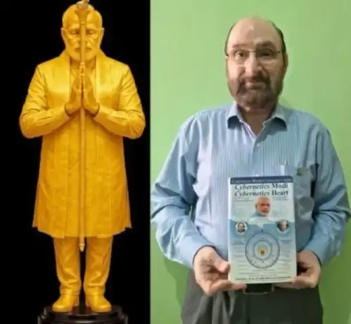 3D printed PM Modi statue and Colonel (Retd.) Sanjeev Kaul, an alumnus of Punjab Engineering College (PEC).