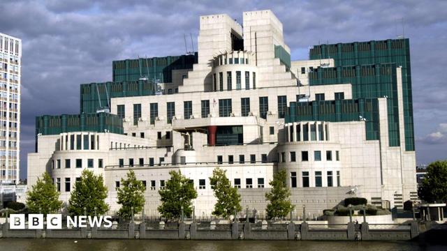 General view of the MI6 building overlooking the River Thames in south London
