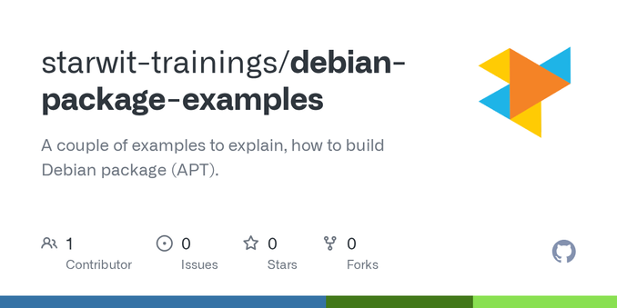 A couple of examples to explain, how to build Debian package (APT). - starwit-trainings/debian-package-examples