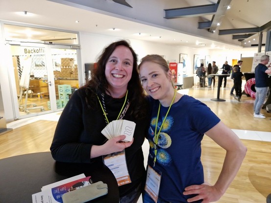 Lisi and me with Cards of the Game Set