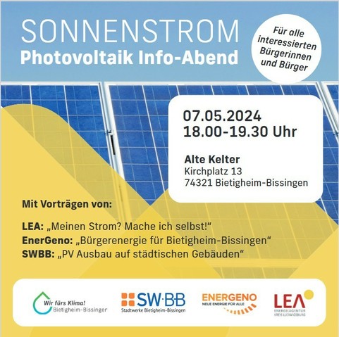 Einladung zum Photovoltaik Info-Abend.