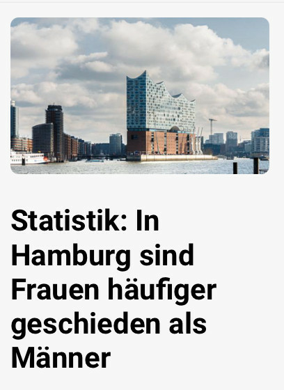 Schlagzeiler einer Nachricht: „Statistik: In Hamburg sind Frauen häufiger geschieden als Männer“