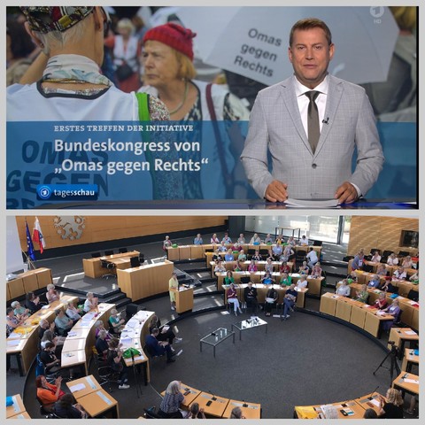 Fotocollage 
Oben Screenshot der Moderation in der Tagesschau/ ARD 