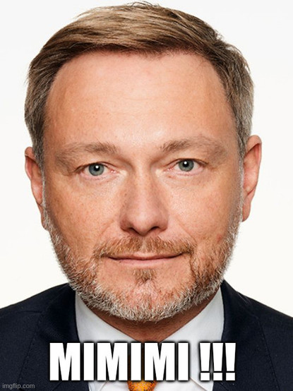 Portrait von Christian Lindner (fristlos entlassen).
Text des Memes: "Mimimi"