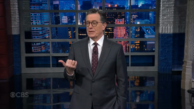 Video of Stephen Colbert talking about Trump's Board of Peace