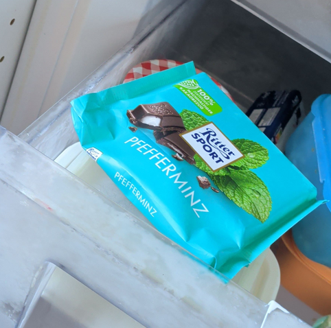 Pfefderminzschokolade im Kühlfach